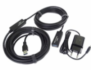 PremiumCord USB 3.0 repeater a prodlužovací kabel A/M-A/F 20m