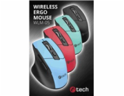 C-TECH myš Ergo WLM-05, bezdrátová, 1600DPI, 6 tlačítek, USB nano receiver, černá