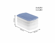 ROTHO Rondo Horizon blue - nádoba na skladování potravin - 2 x 0,75l, 1 x 1,35l