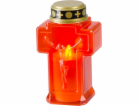 Svíčka MagicHome, kříž, LED, na hrob, červená, 2xAA, 15,3...