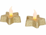 MagicHome Vianoce svíčka, LED hvězda, zlatá, teplá bílá, 5,8x4,8 cm