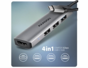 AXAGON HMC-H3A, USB 5Gbps hub, 3x USB-A, HDMI 4k/30Hz, kabel USB-C 15cm