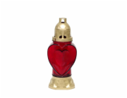 Kahančík Heart, sklo, červený, 28 h, 80 g, 25.5 cm, na hrob