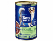 OPTIVITAL Chunks with veal, hearts, liver and carrots - vlhké krmivo pro psy - 1250g