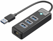 Orico PW3UR25-U3 USB HUB 4portový 3x USB-A 3.0 1x RJ45 2,5G Ethernet 1,8 m - černý (6941788856363)