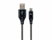 GEMBIRD Kabel USB 2.0 AM na Type-C kabel (AM/CM), 2m, opletený, černo-bílý, blister, PREMIUM QUALITY