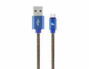 GEMBIRD Kabel USB 2.0 AM na Type-C kabel (AM/CM), 2m, opletený, jeans, blister, PREMIUM QUALITY