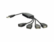 Akyga adaptér Hub USB 2.0 4-port/ABS/cerná/15cm