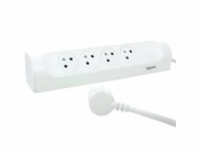 LEGRAND Revolution zásuvkový blok rohový 4x2P+T, kabel 1m, bílá