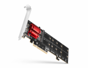 AXAGON PCEM2-ND, PCIe x8 řadič - 2x M.2 NVMe M-key slot, RAID, podpora desek bez bifurkace, vč. LP