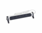 LEGRAND Revolution prodlužovací přívod s otočným tělem 5x2P+T, podsvícené VYP/ZAP, kabel 3m, bílo-šedá