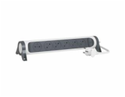 LEGRAND Revolution prodlužovací přívod s otočným tělem 6x2P+T, podsvícené VYP/ZAP, kabel 3m, bílo-šedá