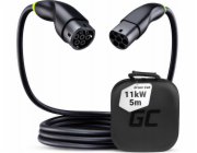 Green Cell Snap nabíjecí kabel pro elektromobily typu 2 11kW 5m 16A pro nabíjení Tesla Model Y 3 S X, Kia EV6, VW ID.4, ID.5, BMW 