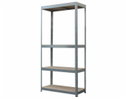 Regály, kov, MDF, 4 police, 700x300x1500 mm, max. 150 kg/polici