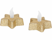 MagicHome Vianoce svíčka, LED hvězda, zlatá, teplá bílá, 5,8x4,8 cm