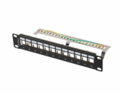 LANBERG PATCH PANEL 12 PORTŮ 1U 19" FTP PRO MODULY KEYSTONE ČERNÝ V2