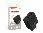 Teltech Nabíječka Síťová nabíječka Teltech GaN USB / 2x Type-C 65W černá TCH-07