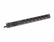 DIGITUS 19" PDU, 1U hliník, SCHUKO -> 7x CEE 7/4, JISTIČ