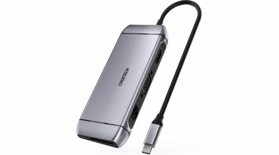 HUB-M15 Gray USB-C 9w1 4K 100W Power Delivery LAN 3xUSB 3.0 SD/TF