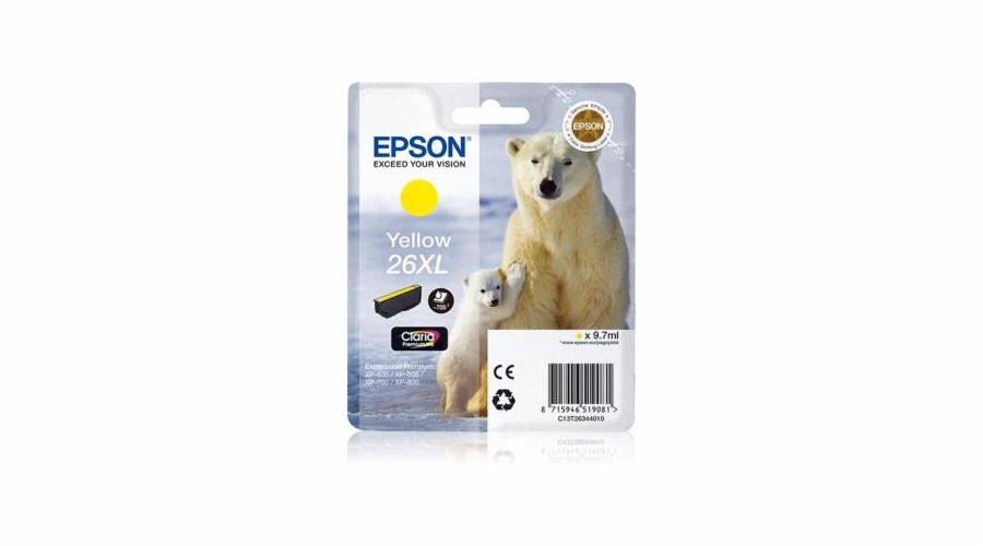 EPSON ink bar Singlepack "Lední medvěd" Yellow 26XL Claria Premium Ink