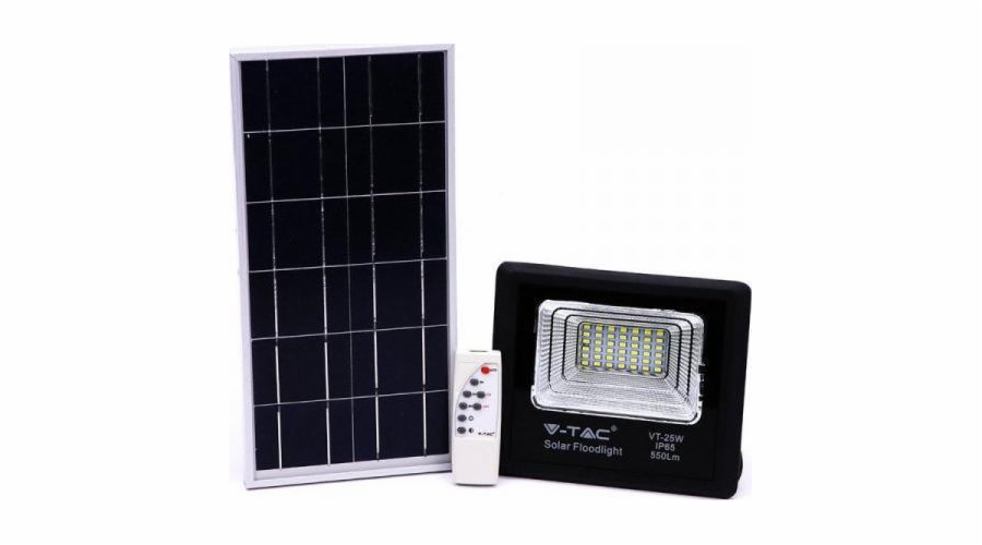 V-TAC 12W Black IP65 Solar LED Projector Remote Control Timer VT-25W 4000K 550lm