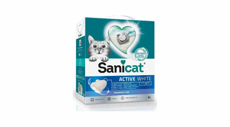 Stelivo pro kočky Sanicat Active White, stelivo, pro kočky, neparfemované, 10L, hrudkující