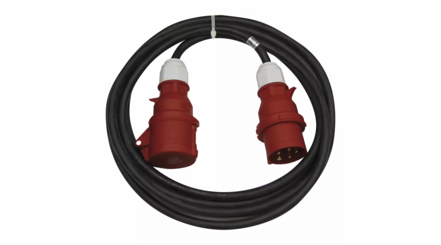 3 fázový venkovní prodlužovací kabel 25m / 1 zásuvka / černý / guma / 400 V / 4 mm2