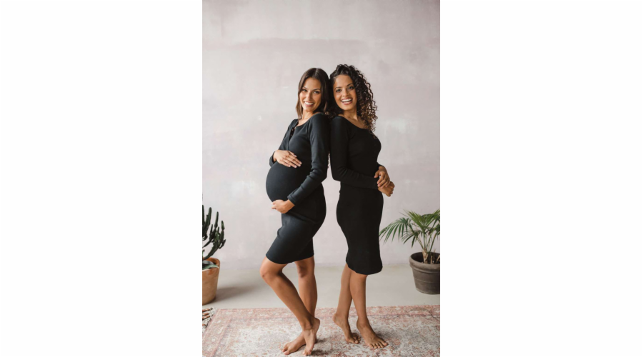 Těhotenské a kojící šaty žebrované Tummy milk & love černá