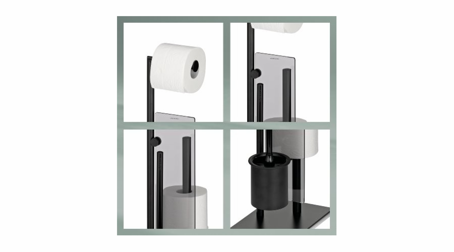 KELA Toaletní set ve stylu kov černý matný s náhradními kolečky 26,0x18,0x71,0cm KL-22499