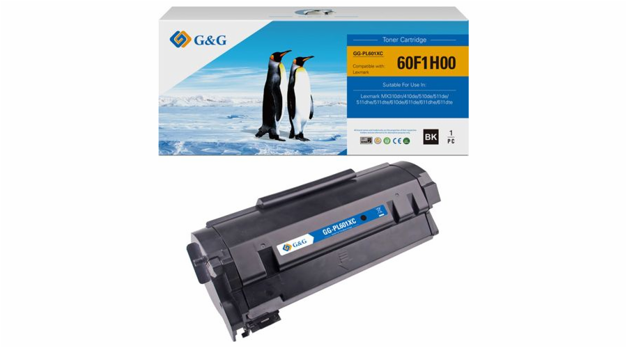 G&G kompatibilní toner s 60F2H00, černou, 1000s, NT-Pl601XC, 602H, pro LexMark MX310DN, MX410DE, MX510DE, MX511DE, MX511DHE, MX51, MX51,