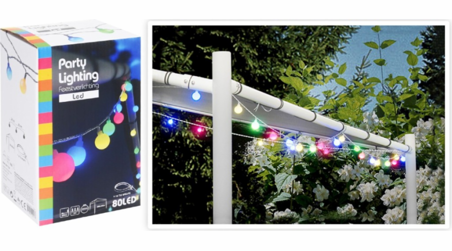 HOMESTYLING Světelný řetěz venkovní LED PARTY barevná 80 LED KO-AX8779200