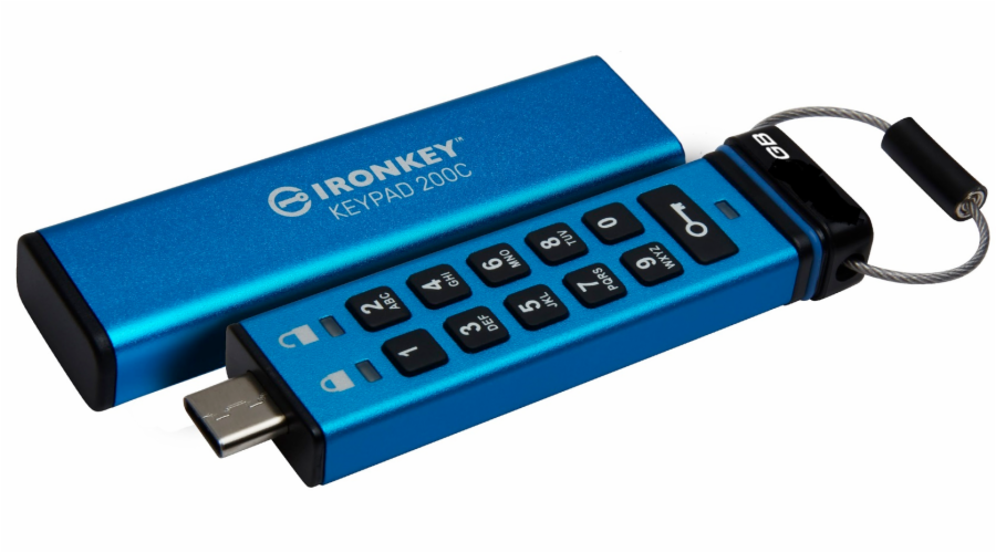 Kingston IronKey Keypad 200 256GB IKKP200C/256GB Kingston Ironkey Keypad 200C/256GB/280MBps/USB 3.0/USB-C/Modrá