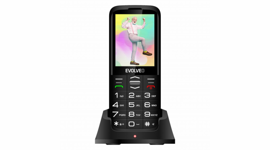 EVOLVEO EasyPhone XO, mobilní telefon pro seniory s nabíjecím stojánkem, černá
