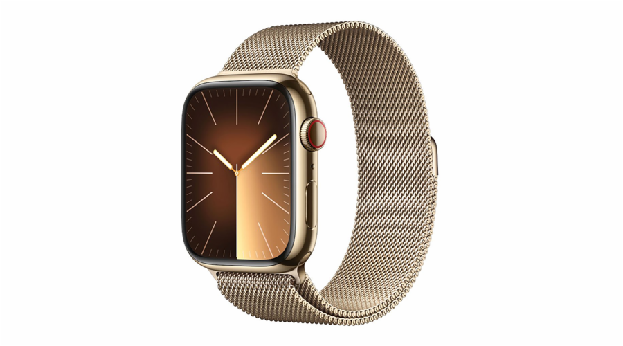 Apple Watch Series 9 45mm Cellular Zlatý nerez se zlatým milánským tahem
