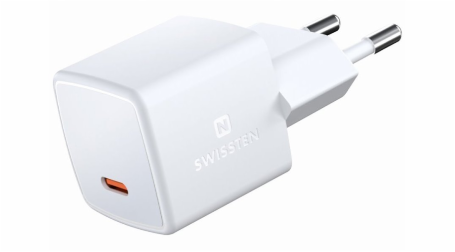 Swissten Síťový Adaptér GaN USB-C 33W PD mini 3x3x3 cm Bilý