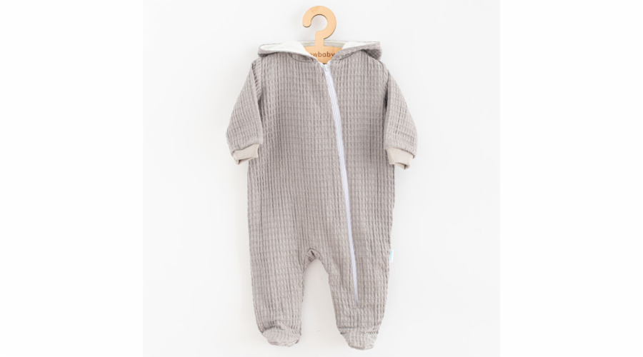 Kojenecký mušelínový overal s kapucí New Baby Comfort clothes šedá