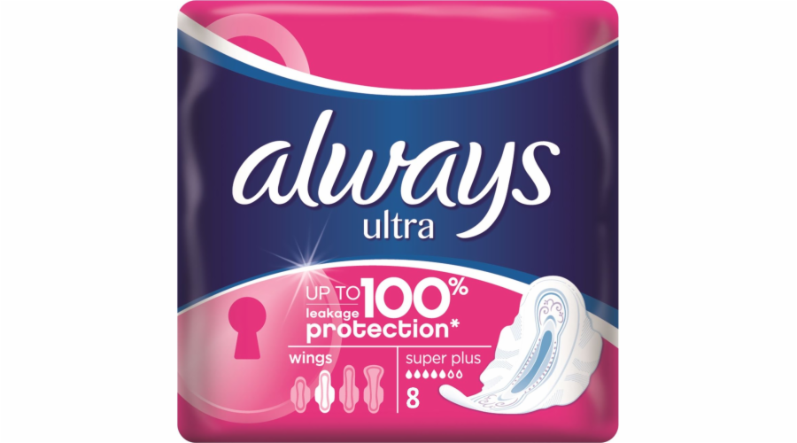 Always Ultra Super Plus hygienické vložky s křidélky 8 ks