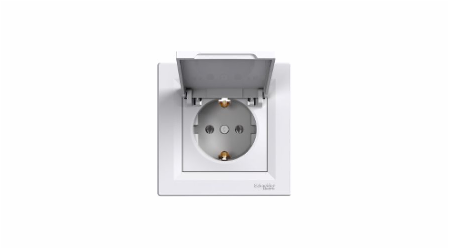 Schneider Electric Asfora jednoduchá instalační zásuvka s klapkou, bílá (EPH3100121)