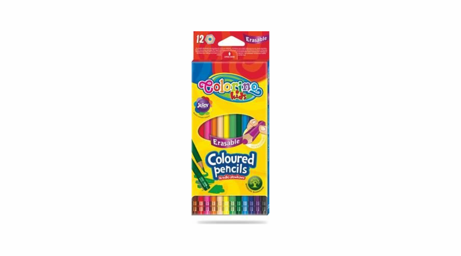 Patio Pencil pastelky 12 barev šestihranné s gumou Colorino Kids 87492
