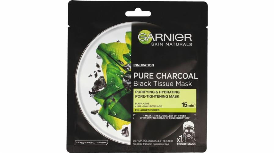 Garnier Skin Naturals Pure Charcoal Black Tissue Sheet Sheet Mask - Black Algae 28g