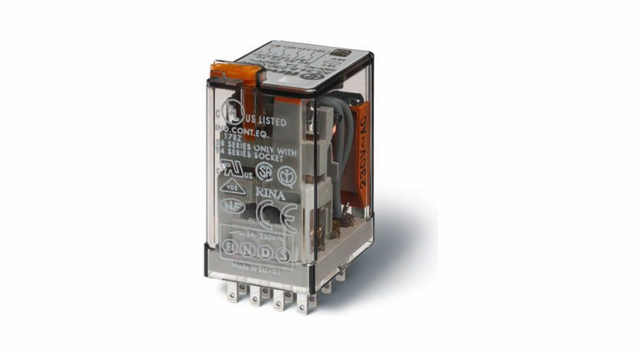 Finder Miniaturní relé 4P 7A 230V AC testovací tlačítko LED indikátor provozu (55.34.8.230.0054)