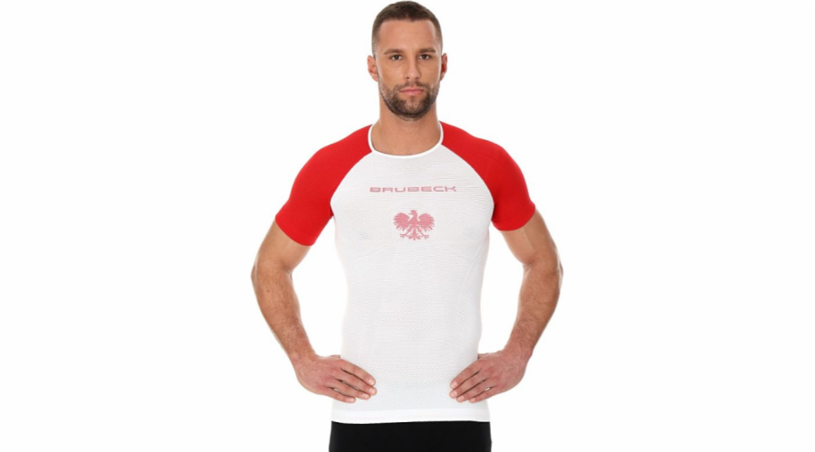 Brubeck pánské tričko 3D Husar PRO s krátkým rukávem, bílé a červené, XXL (SS12070)