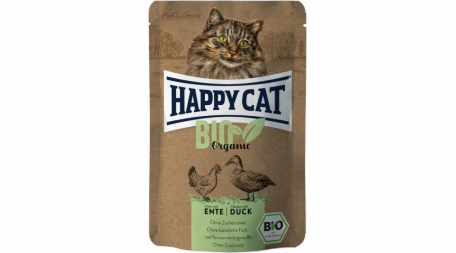 Happy Cat Bio Bio, mokré krmivo pro dospělé kočky, kuře a kachna, 85g, sáček