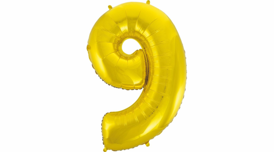GoDan Fóliový balónek číslo 9 zlatý, 85cm