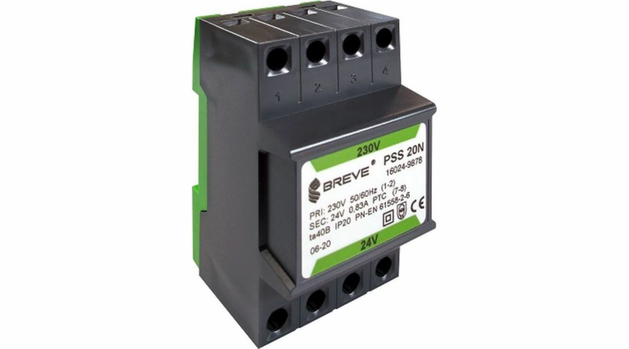 BREVE 1fázový modulární transformátor PSS 20N 20VA 230/24V /na lištu/ 16024-9878