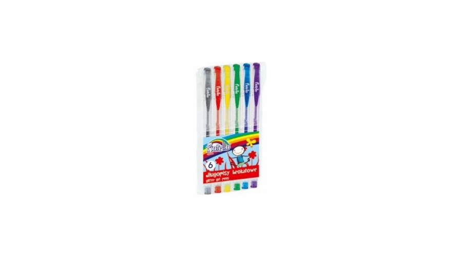 Velké gelové pero se třpytkami, 6 barev