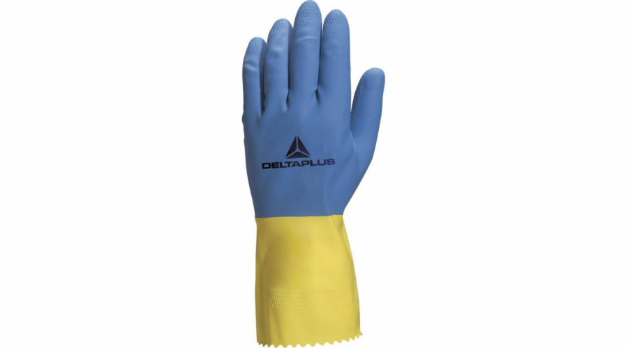 Delta Plus Latexové rukavice pro domácnost žluté a modré 9/10 (VE330BJ09)