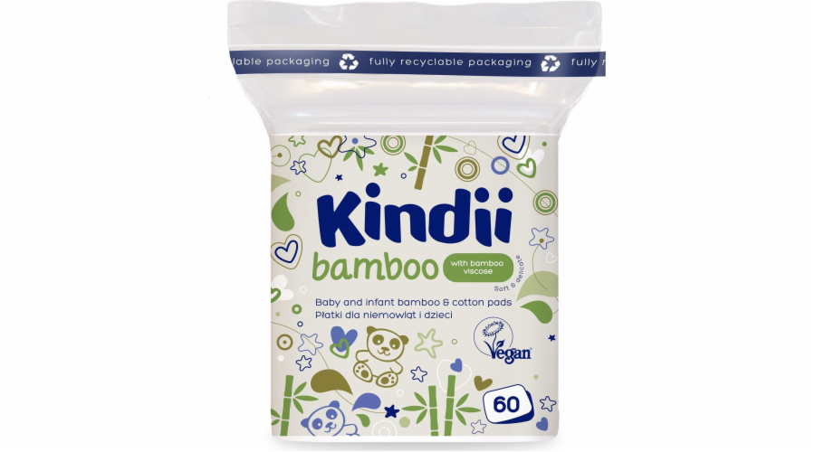 Kindii Kindii Bamboo Bambusové kosmetické polštářky pro děti a miminka 1 balení - 60 ks