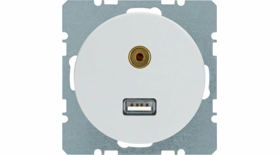 Hager Polo USB/3,5 mm audio zásuvka bílá lesklá R.1/R.3 3315392089