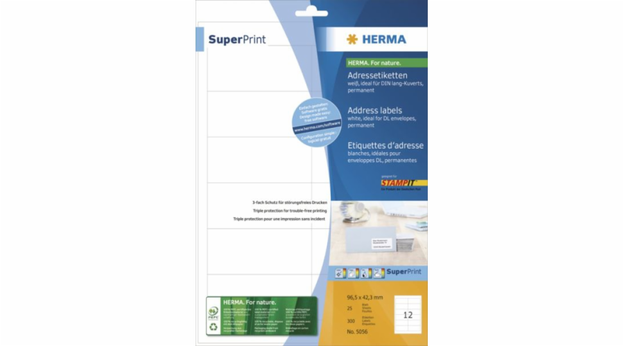 Herma Premium etikety A4, bílé, matný papír, 300 ks (5056)